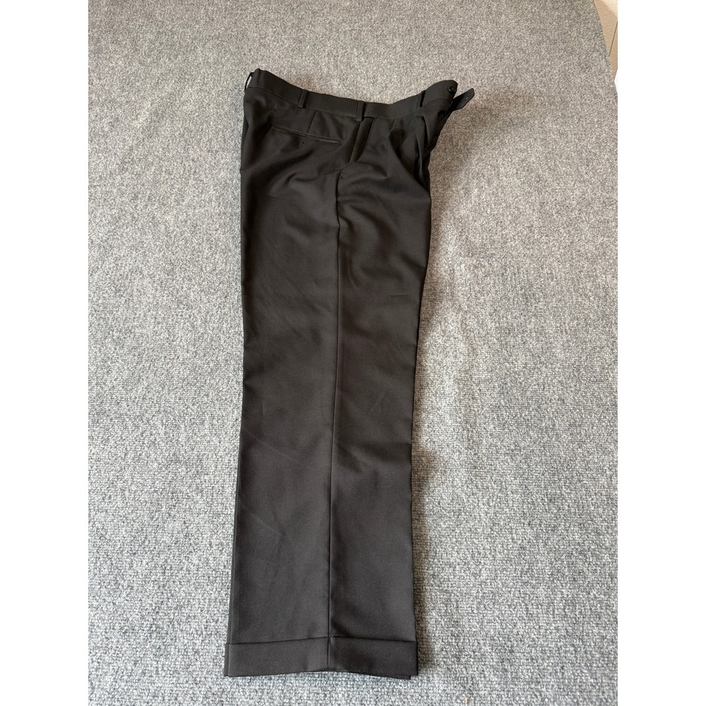 Stafford Travel Mens Sharkskin Dress Pants Brown Pleated Cuffed 36x30 Classic